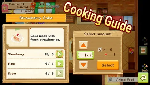 Cooking Guide in Harvest Moon: Lighr of Hope