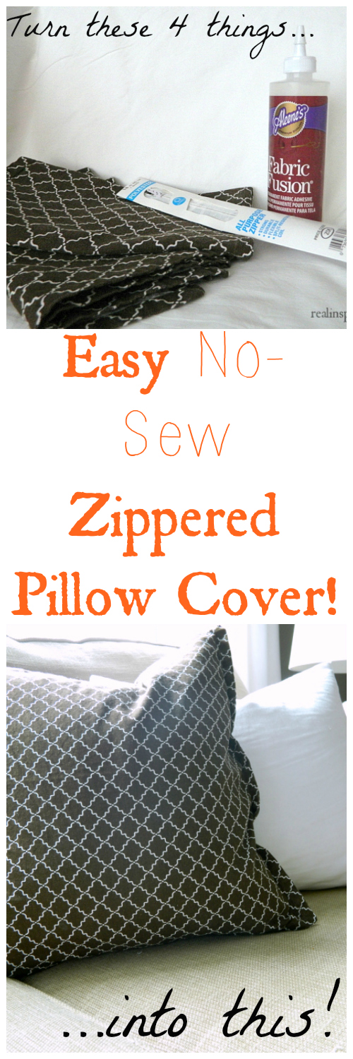 Real Inspired DIY NoSew Zippered Pillow Cover