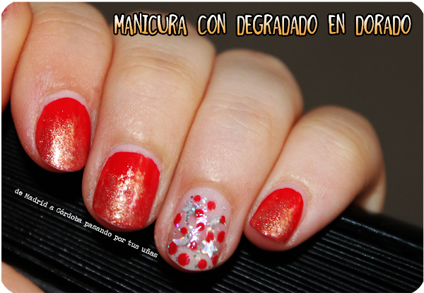 Manicura con degradado en dorado