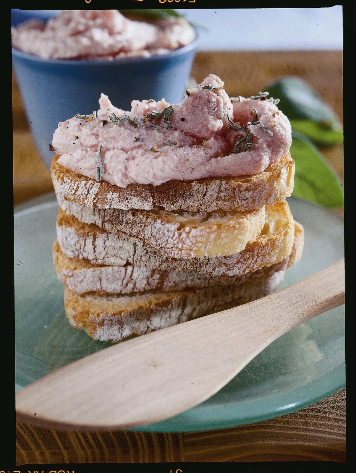 Aglio, Olio e Peperoncino Crostini with mortadella mousse