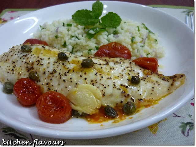 Baked Corvina Fish Fillets with Tomatoes