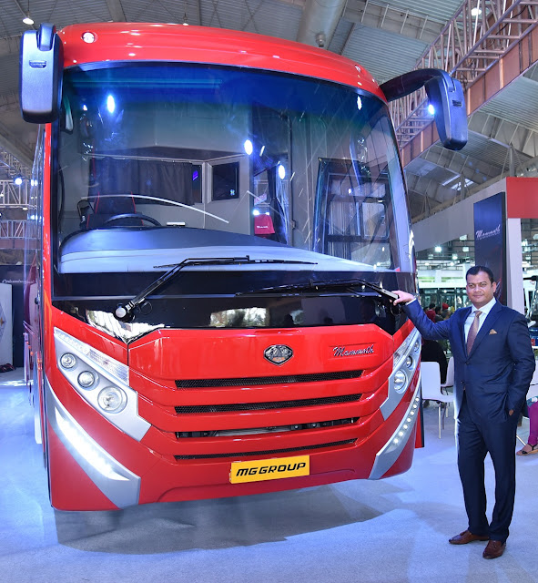Mr. Anil Kamat, Managing Director, MG Group at the launch of Mammoth Premium Luxury Coach at the Bus World India 2016 Mr. Anil Kamat, Managing Director, MG Group at the launch of Mammoth Premium Luxury Coach at the Bus World India 2016