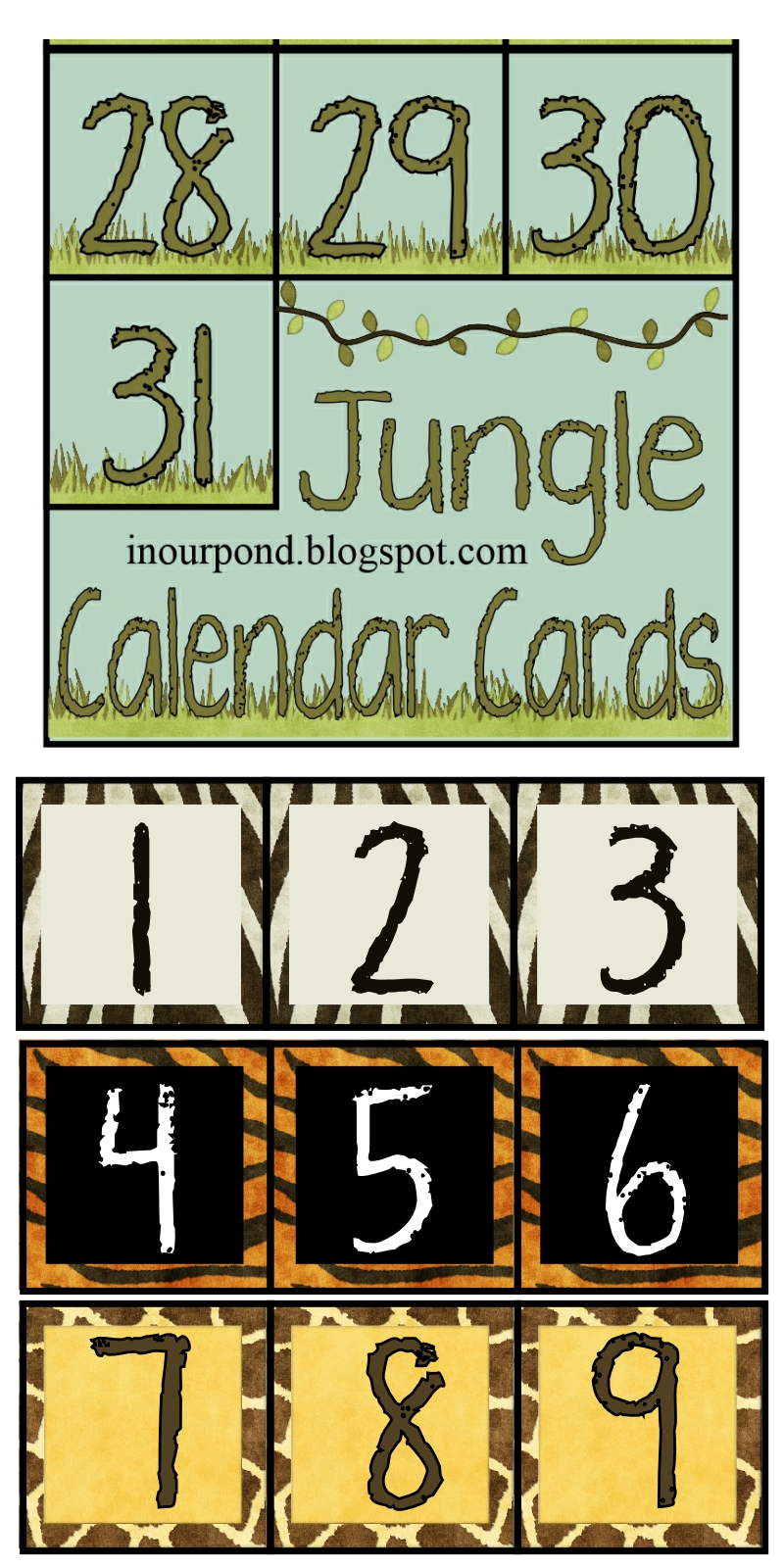 Jungle Classroom Calendar In Our Pond