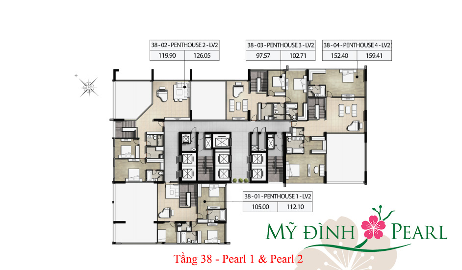 Mặt bằng penthuose tầng 38 Mặt bằng penthuose tầng 38
