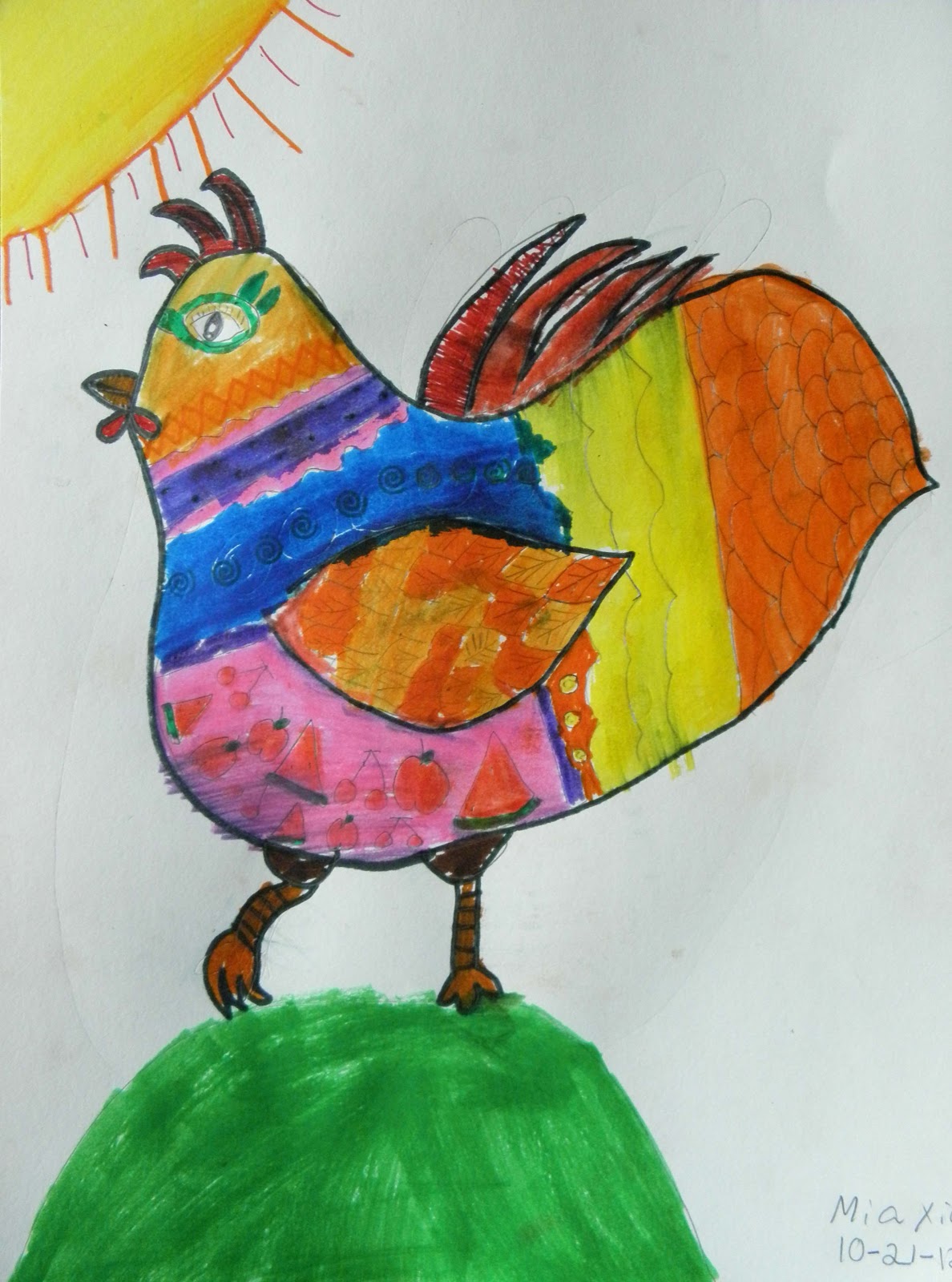 Jenny Liang's Painting and Drawing Blog: Creative Drawing- Rouster