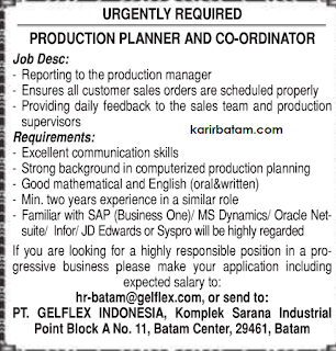 Lowongan Kerja PT. Gelflex Indonesia