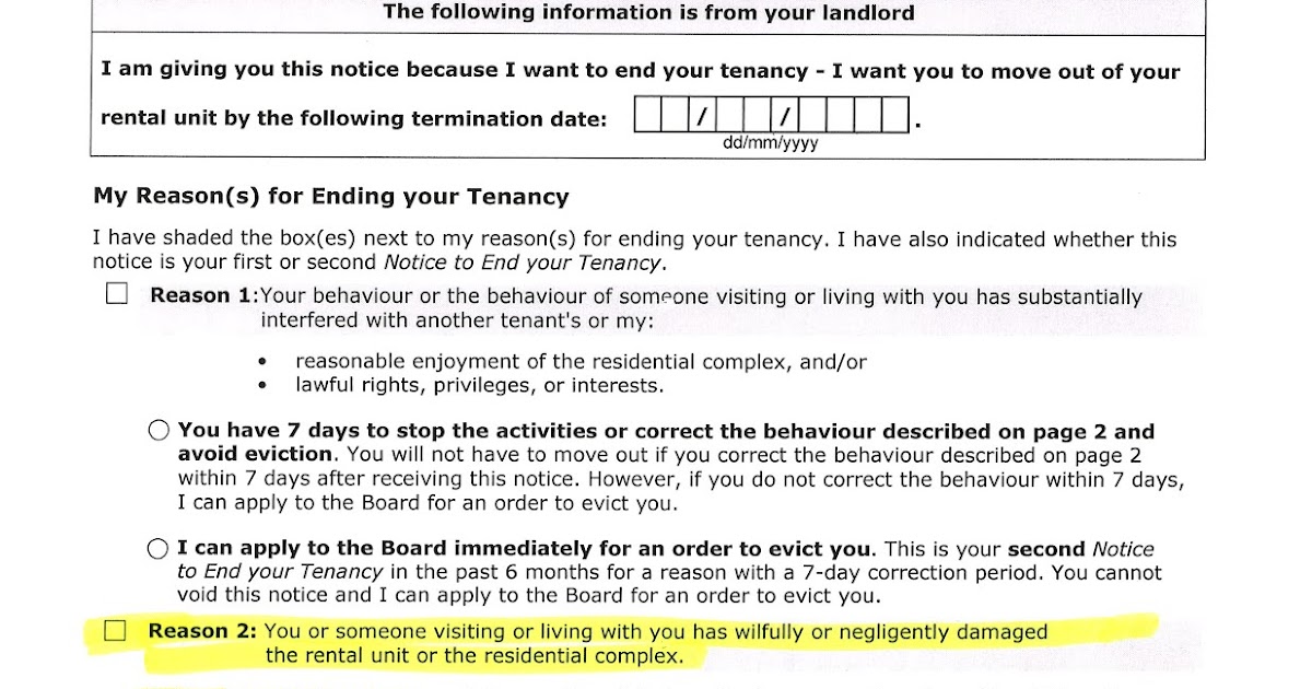Ontario Landlord and Tenant Law OPTIONS WHEN TENANTS CAUSE DAMAGE