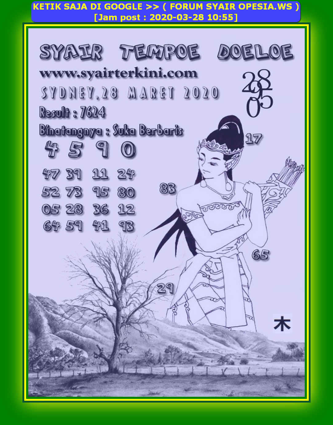1 New Message Kode Syair Sydney 28 Maret 2020 Forum Syair Togel Hongkong Singapura Sydney