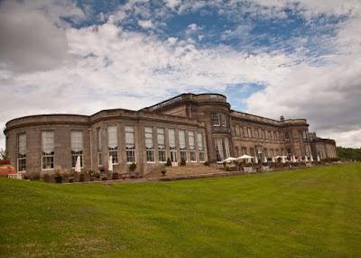 Wynyad Hall Patio and rear lawns in the sunshine