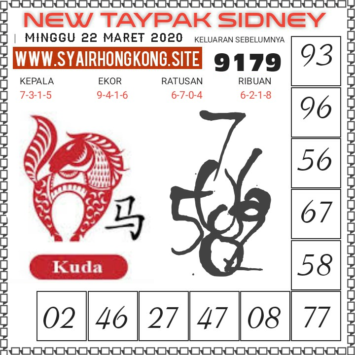 Syair Togel Sydney 22 Maret 2020 Tokosyair Com