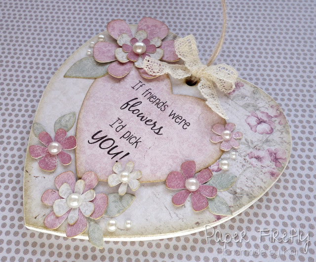 Vintage floral decorated MDF heart