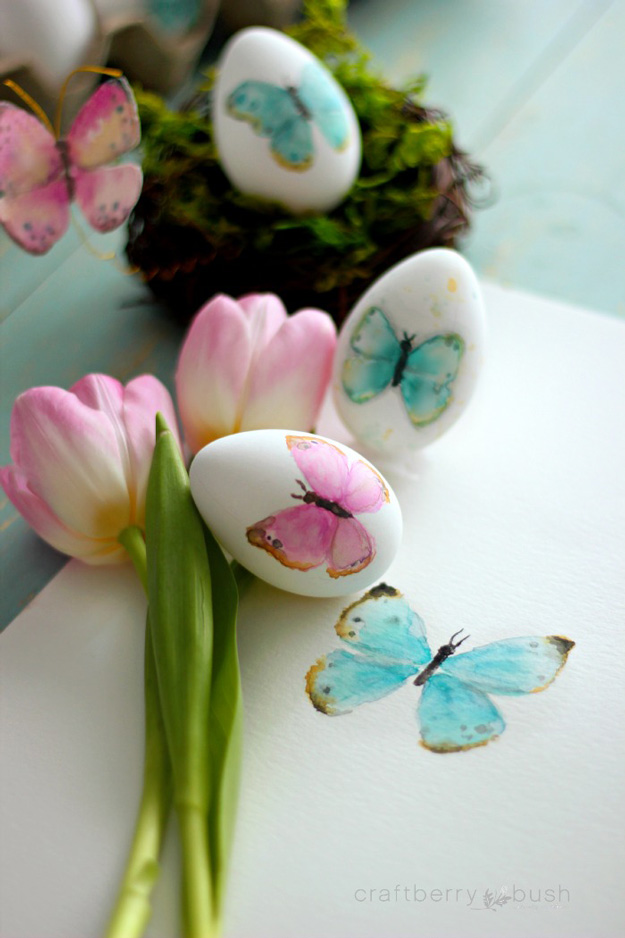 Watercolor Butterflies Easter Eggs