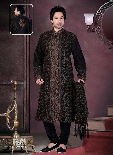 Fab Black Embroidered Kurta Pyjama