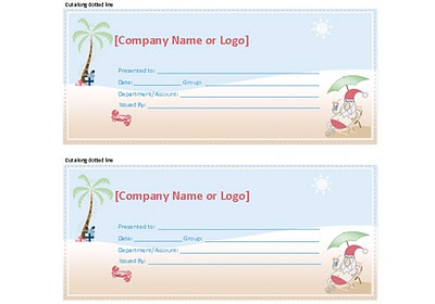 Free Gift Certificate from the Summer Santa Stationery Set created by Robert Aaron Wiley for Microsoft Office Online