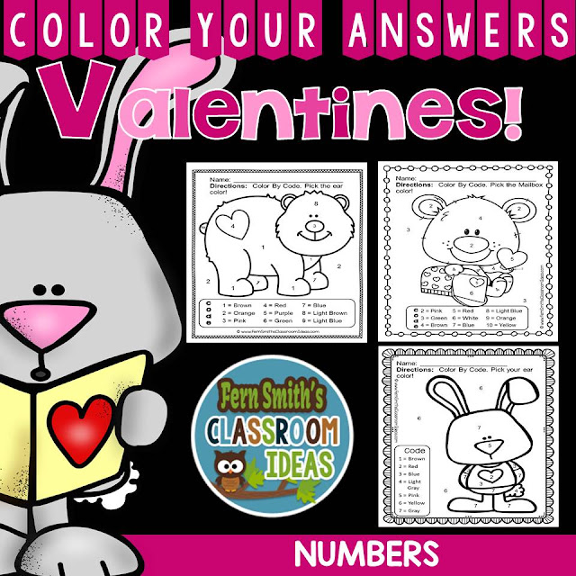 Fern Smith's Classroom Ideas Valentines Day - Valentine's Day Math: Valentine's Day Fun! Valentine Numbers - Color Your Answers Printables for St. Valentine's Day Number Fun in your classroom at TPT, TeachersPayTeachers.