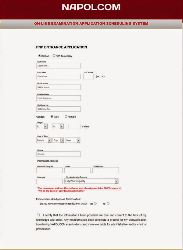 Napolcom online application form 2014
