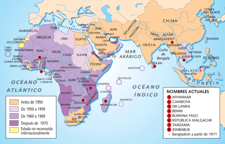Resultado de imagen de mapa descolonizacion