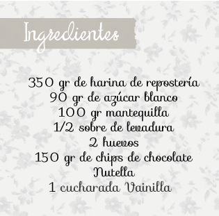 Ingredientes receta cookies nutella