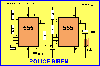 Simple Police Siren Circuit Diagram 