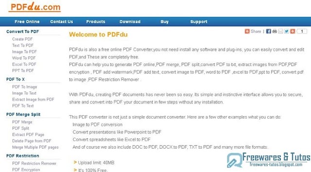PDFdu Free Online PDF Converter : une boite à outils en ligne pour traiter les fichiers PDF
