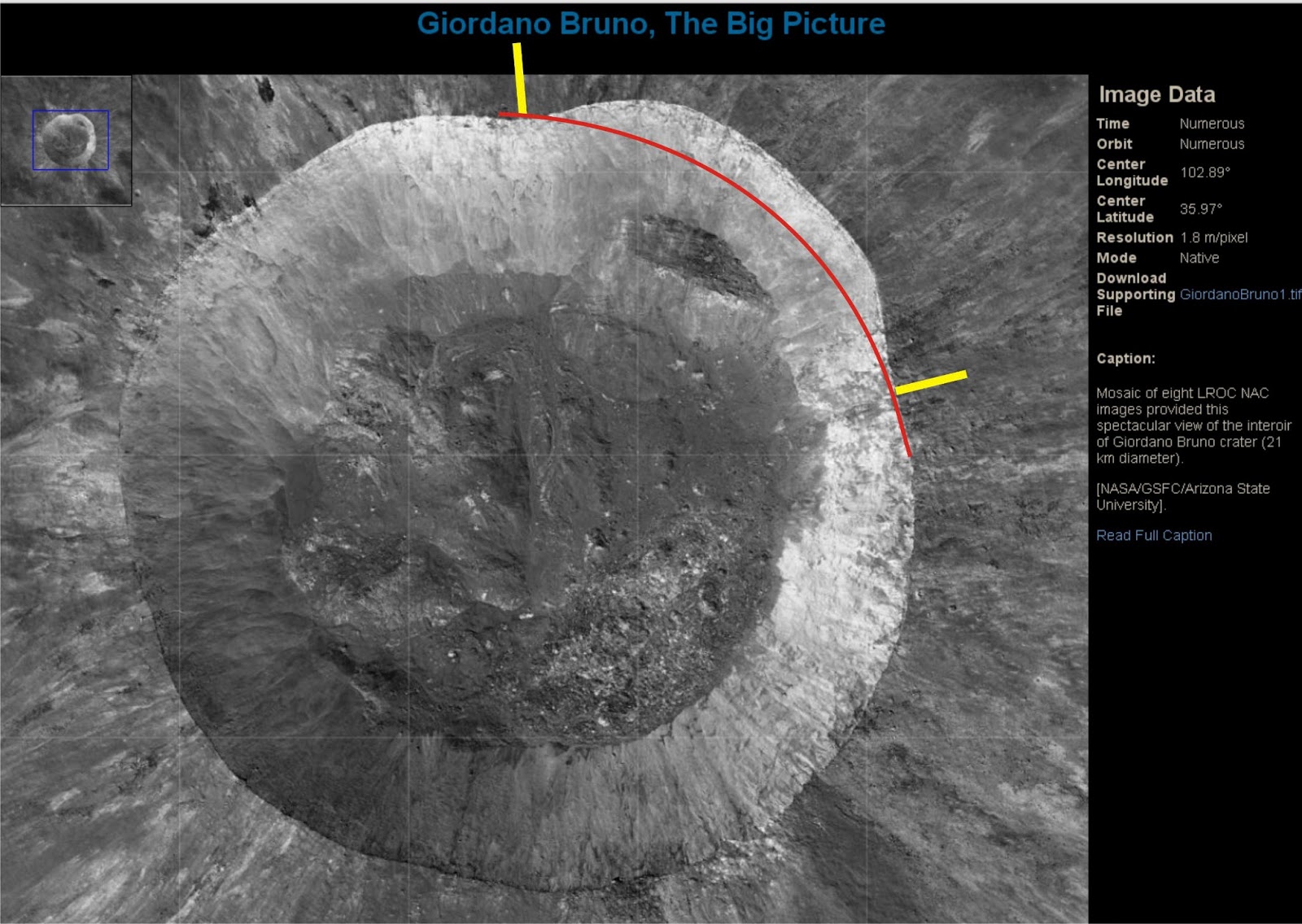 Infobservador: El cráter Giordano Bruno