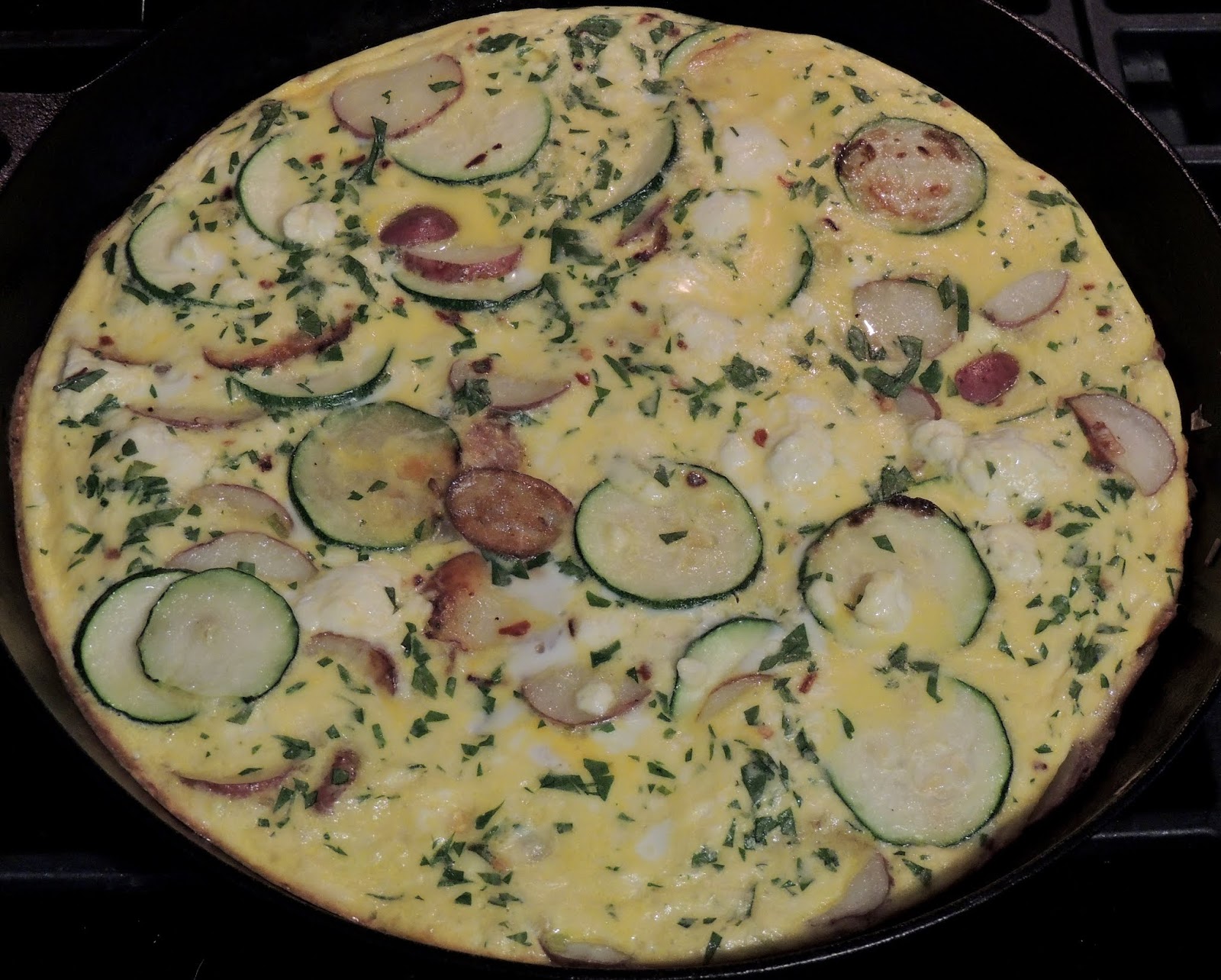 Gas Stove Girl Zucchini, Goat Cheese and Potato Frittata