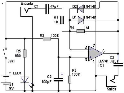 Amplificadores de Circuito efecto fuzz para guitarra