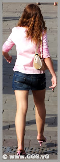 Girl in jean mini skirt