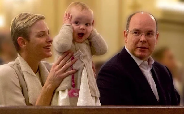 Prince Albert and Princess Charlene of Monaco, and their twins children Prince Jacques and Princess Gabriella attended the Sunday service