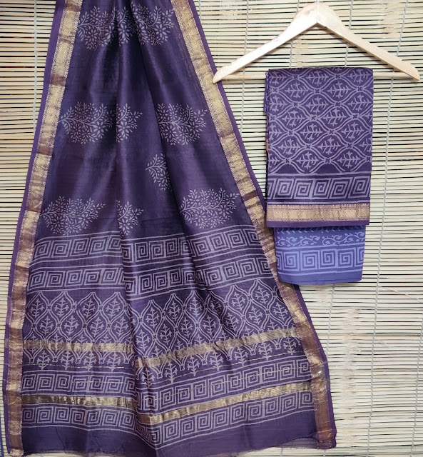 Block printed Maheshwari silk sarees