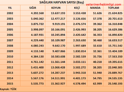 Sağılan Hayvan Sayısı sağılan inek sayısı