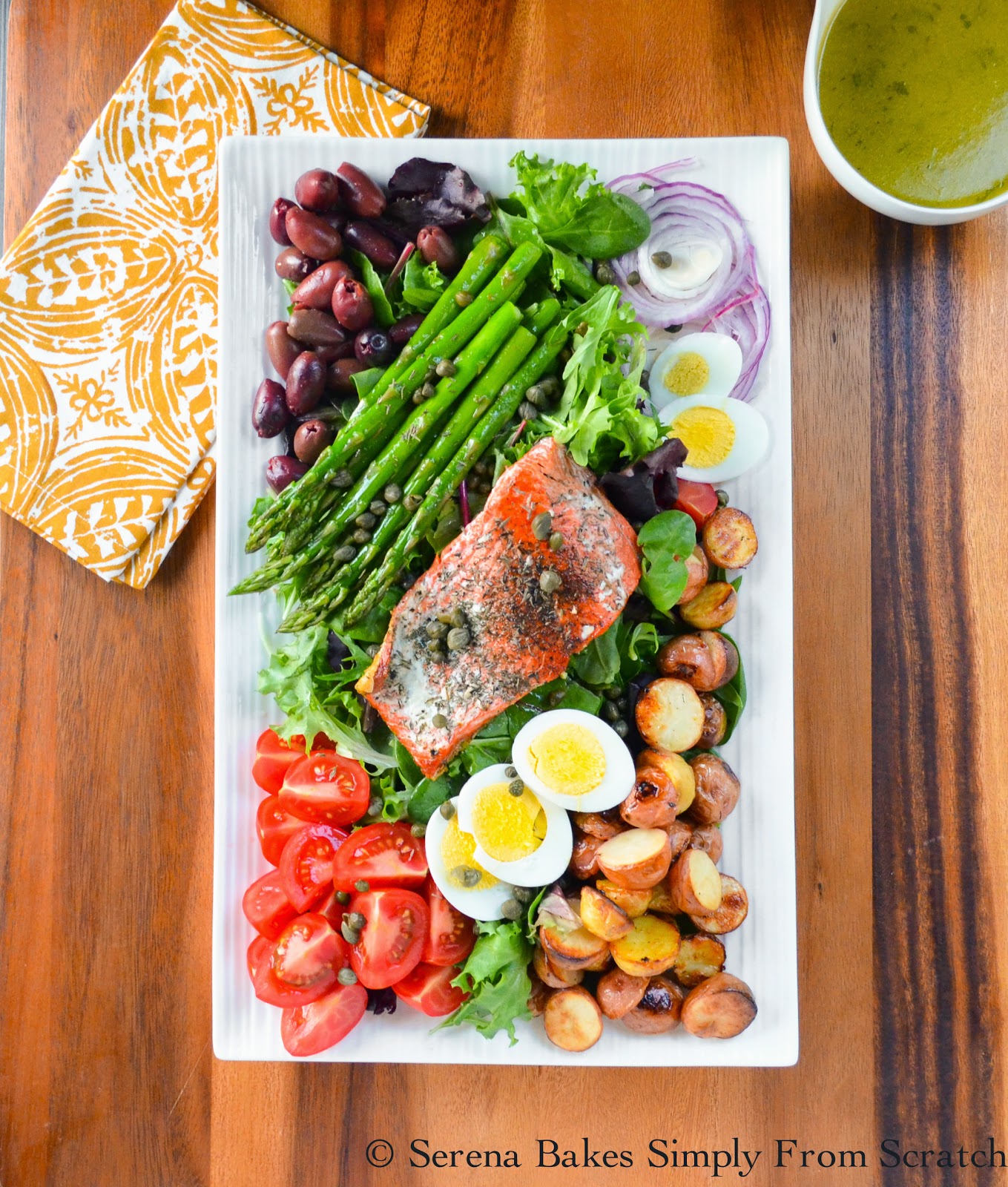 Salmon Nicoise Salad- 17 Healthy Salads That Don't Taste Like Rabbit Food. serenabakessimplyfromscratch.com