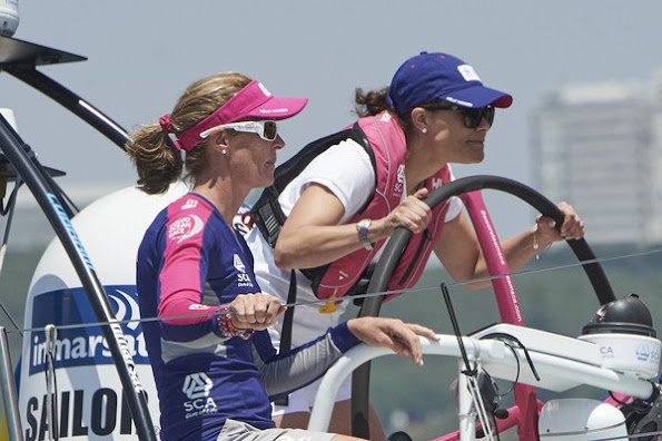 Crown Princess Victoria of Sweden on board the SCA the second day of her visit to the Volvo Ocean Race