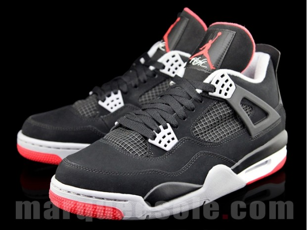 Air Jordan 4 Black / Red â Cement Grey More Images