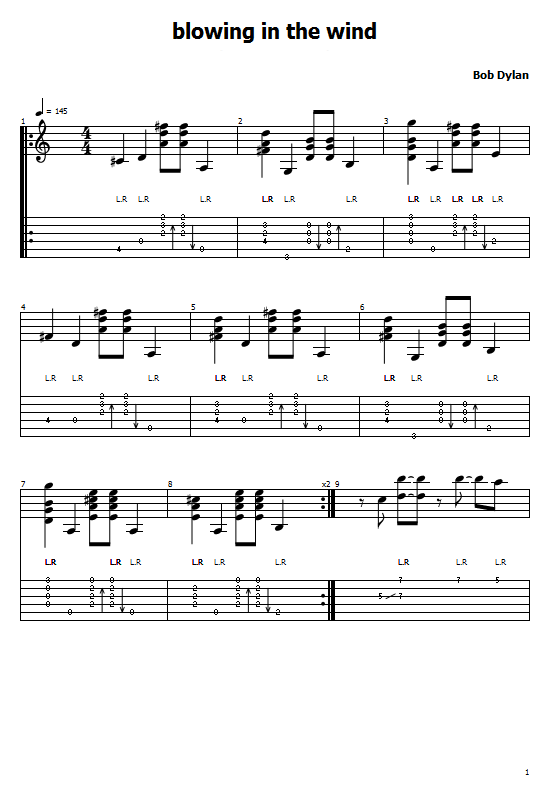 Blowing in the Wind Tabs Bob Dylan How To Play Bob Dylan On Guitar Tabs & Sheet Online