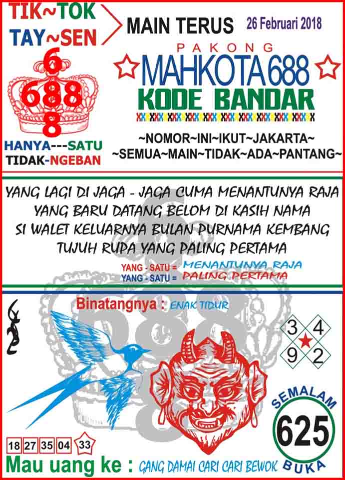 Forum Syair Harian Terlengkap Cepat Update Hk 26 Februari 2018 Kode Syair Sgp Hk Sd Motesia