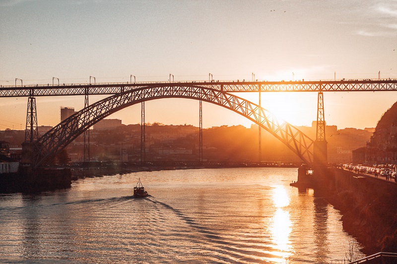 Sunset at the Ponte Dom Luis over the Douro River