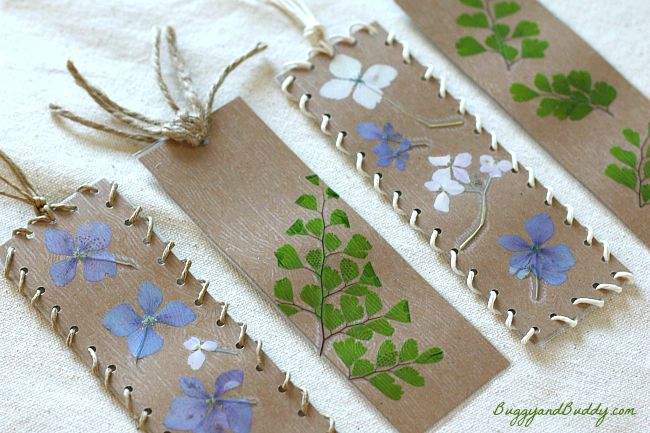 make pressed flower bookmarks with kids!