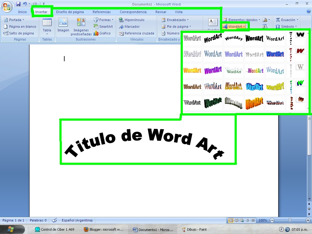 Microsoft Word 2007 Ficha Insertar De Microsoft Word