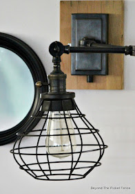 wall sconce, oil rubbed bronze, cage light, Robert Abbey, vintage, gallery wall, http://bec4-beyondthepicketfence.blogspot.com/2015/10/gallery-wall-with-awesome-light-sconces.html