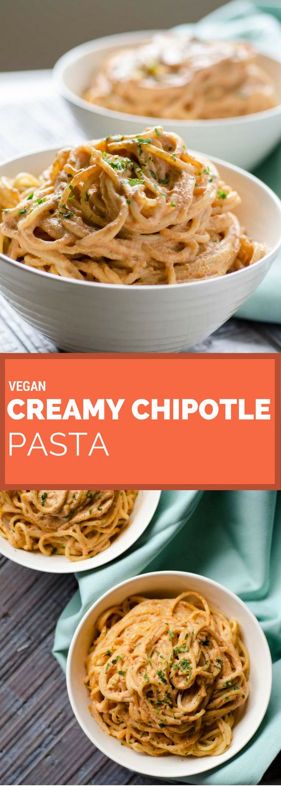 This vegan creamy chipotle pasta is so easy to make. The smokiness of the chipotle and the acidity of the lemon juice make it irresistible. A vegan Mexican recipe.
