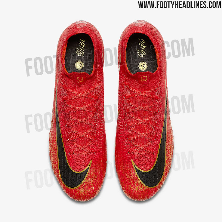 cr7 red and gold boots