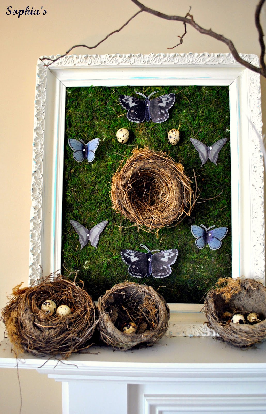 Bird Nest Spring Mantel