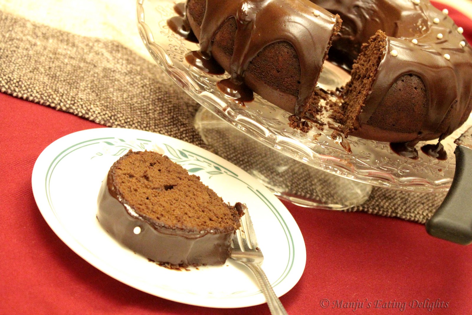 Manju's Eating Delights Devil's Food Cake...a Bundt cake