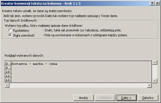 Extremum Excel: PRZENOSZENIE DANYCH Z EDYTORA TEKSTU