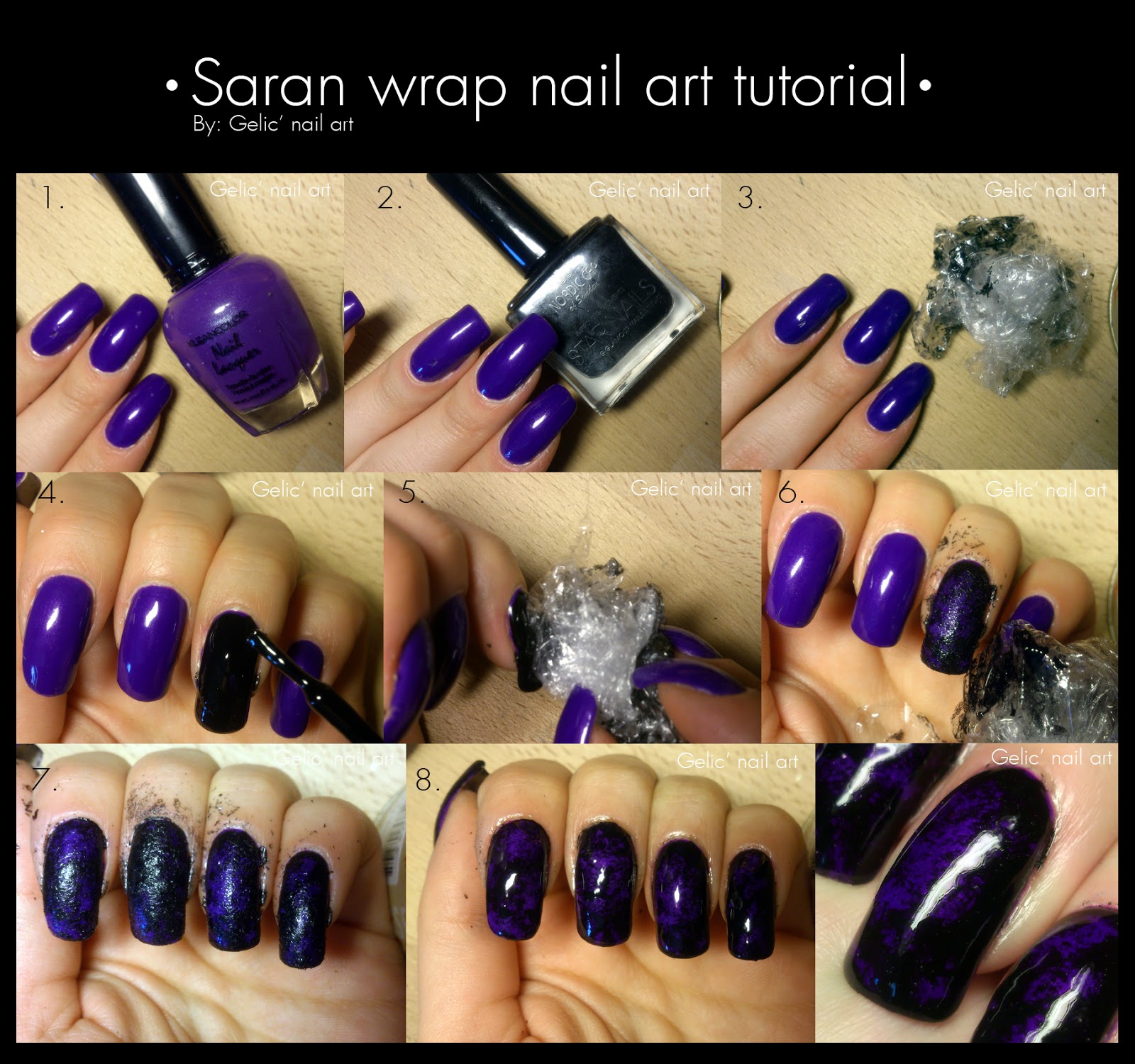 Gelic' nail art Saran Wrap tutorial