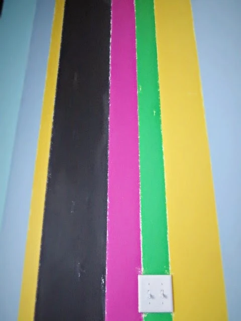 bright multi-color wall stripes before