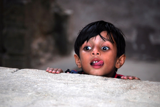 Kid indian gujarat diu beach fort