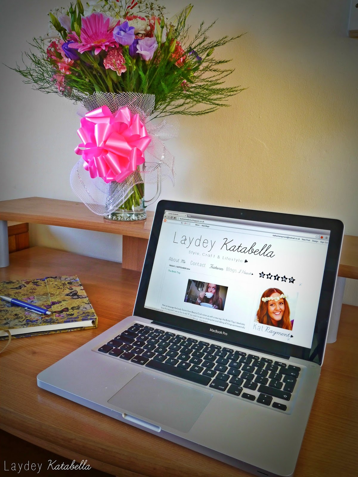 photo of mac laptop with laydey katabella blog