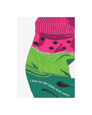 drawing of a watermelon patterned sock with text added